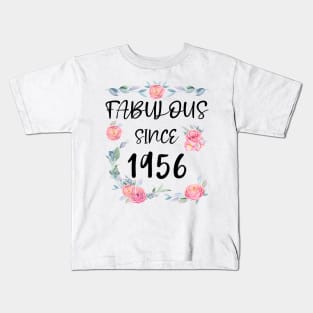 Women 65 Years Old Fabulous Since 1956 Flowers Kids T-Shirt